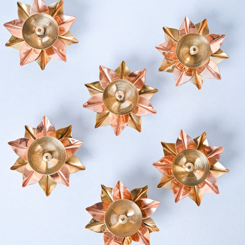 Samskara Home Udyan Metal Diyas (Set Of 6)